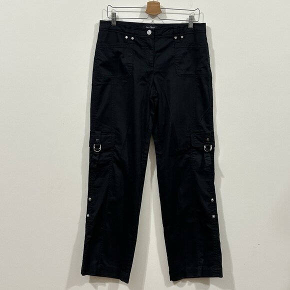 WHITE HOUSE BLACK MARKET Pants Womens 10 Black Cargo Adjustable Utility Stretch - Picture 1 of 10